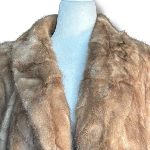 Vintage 60s A Herman Furs Brown Mink Fur Coat Mid Length Lined Classic Luxury - Picture 2 of 16
